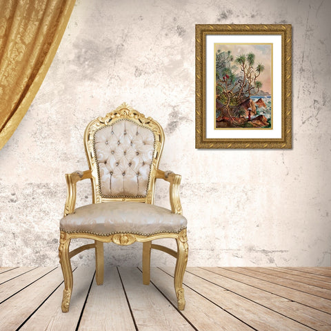 Pandanus bei Matura SMuseumaubenpalmen an der Sudkuste von Ceylon Gold Ornate Wood Framed Art Print with Double Matting by Haeckel, Ernst