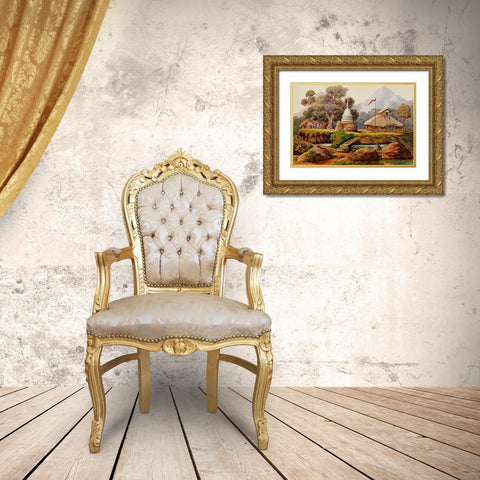 Buddha-Tempel bei Billahus-Oya Ceylon Gold Ornate Wood Framed Art Print with Double Matting by Haeckel, Ernst