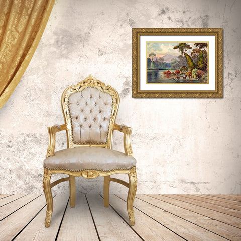 Urwald am Blauen FluÃŸ Kelany-Ganga, Ceylon Gold Ornate Wood Framed Art Print with Double Matting by Haeckel, Ernst
