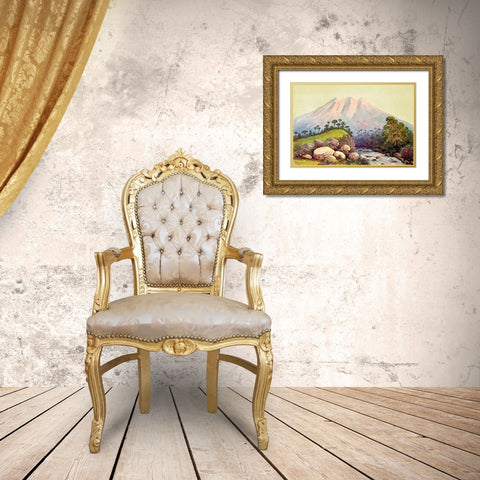 Vulkan Tandikat, Westkuste von Sumatra Gold Ornate Wood Framed Art Print with Double Matting by Haeckel, Ernst