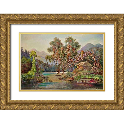 Aralien mit Lianen am Schwarzen Flusse (Ceylon) Gold Ornate Wood Framed Art Print with Double Matting by Haeckel, Ernst