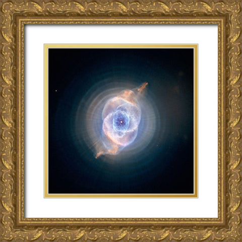 Cats Eye Nebula, NGC 6543, May 4 2002 Gold Ornate Wood Framed Art Print with Double Matting by NASA