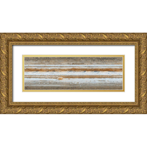 Map of Jupiter from Cassini Mission Gold Ornate Wood Framed Art Print with Double Matting by NASA