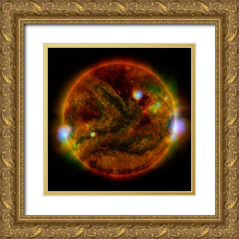 The Sun, taken by NuSTAR, April 29, 2015 Gold Ornate Wood Framed Art Print with Double Matting by NASA