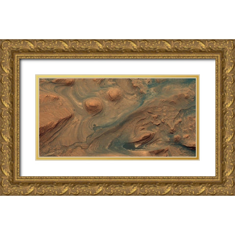 Mars HiRISE - Martian Surface Detail, April 22, 2015 Gold Ornate Wood Framed Art Print with Double Matting by NASA