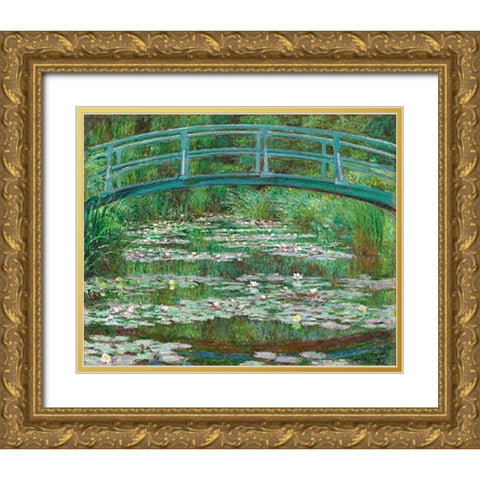 The Japanese Footbridge, 1899 Gold Ornate Wood Framed Art Print with Double Matting by Monet, Claude