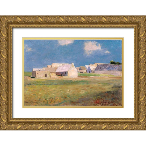 Breton Village, 1890 Gold Ornate Wood Framed Art Print with Double Matting by Redon, Odilon