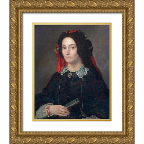 Marie Josphine Jacoba van Marcke de Lummen Gold Ornate Wood Framed Art Print with Double Matting by Alma-Tadema, Sir Lawrence