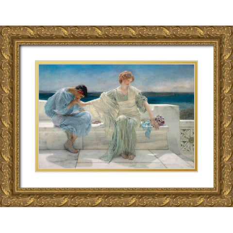 Ask Me No More, 1906 Gold Ornate Wood Framed Art Print with Double Matting by Alma-Tadema, Sir Lawrence
