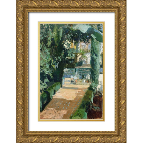 Court of the Dances, Alcazar, Sevilla Gold Ornate Wood Framed Art Print with Double Matting by Bastida, Joaquin Sorolla y