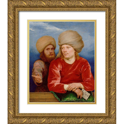 Double Portrait Gold Ornate Wood Framed Art Print with Double Matting by Sweerts, Michael
