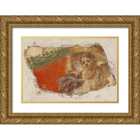 Fresco Fragment Gold Ornate Wood Framed Art Print with Double Matting by Artisan, Unknown 1st Century Roman