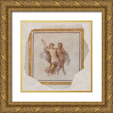 Fresco Panel Depicting Dionysos and Ariadne Gold Ornate Wood Framed Art Print with Double Matting by Artisan, Unknown 1st Century Roman