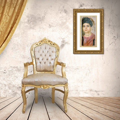 Mummy Portrait Gold Ornate Wood Framed Art Print with Double Matting by Malibu Painter