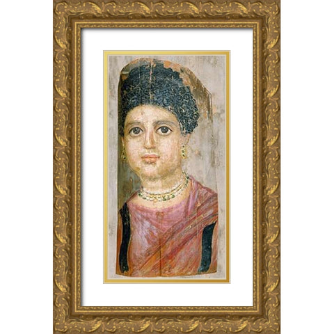 Mummy Portrait Gold Ornate Wood Framed Art Print with Double Matting by Malibu Painter
