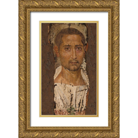 Mummy Portrait of a Bearded Man Gold Ornate Wood Framed Art Print with Double Matting by Artisan, Unknown 3rd Century Romano-Egyptian