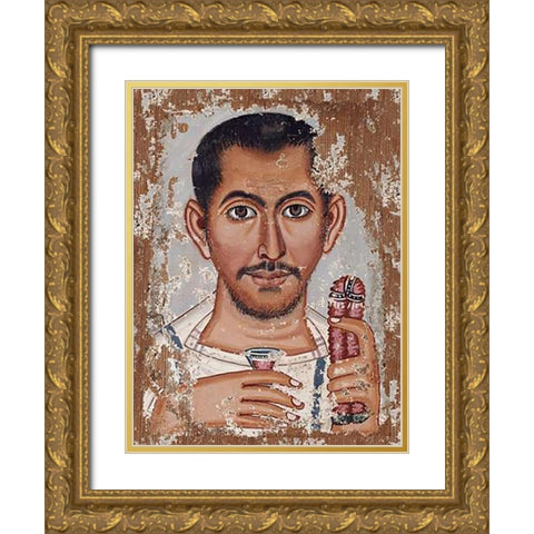 Mummy Portrait of a Bearded Man Gold Ornate Wood Framed Art Print with Double Matting by Brooklyn Painter