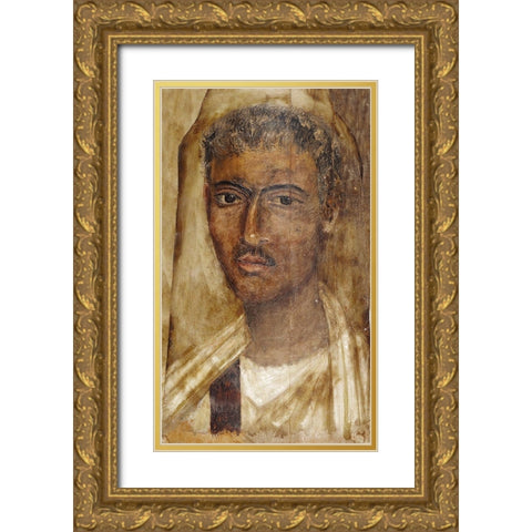 Mummy Portrait of a Man Gold Ornate Wood Framed Art Print with Double Matting by Artisan, Unknown 2nd Century Romano-Egyptian