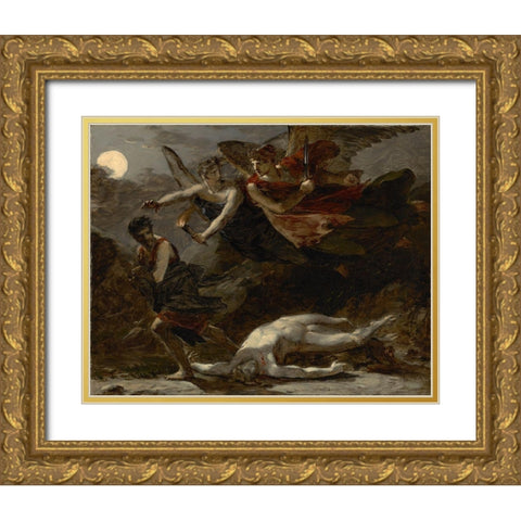 Justice and Divine Vengeance Pursuing Crime Gold Ornate Wood Framed Art Print with Double Matting by Prudhon, Pierre-Paul
