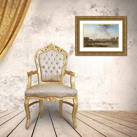 A View of Place Louis XV Gold Ornate Wood Framed Art Print with Double Matting by Noel, Alexandre-Jean