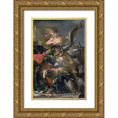Allegory of Fortune Gold Ornate Wood Framed Art Print with Double Matting by Rosa, Salvator