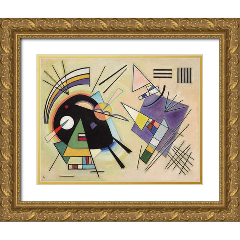 Black and Violet, 1923 Gold Ornate Wood Framed Art Print with Double Matting by Kandinsky, Wassily