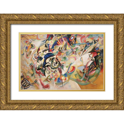 Composition VII, 1913 Gold Ornate Wood Framed Art Print with Double Matting by Kandinsky, Wassily