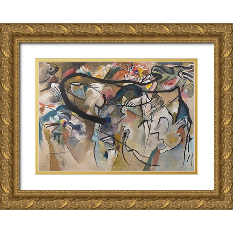 Composition V, 1911 Gold Ornate Wood Framed Art Print with Double Matting by Kandinsky, Wassily