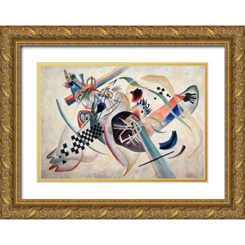 Composition 224 (On White), 1920 Gold Ornate Wood Framed Art Print with Double Matting by Kandinsky, Wassily