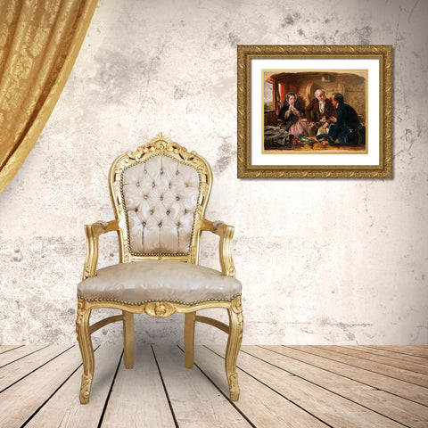 First Class - The Meeting, 1855 Gold Ornate Wood Framed Art Print with Double Matting by Solomon, Abraham