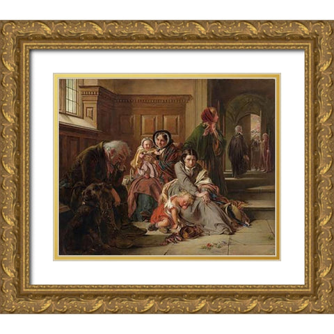 Waiting for the Verdict Gold Ornate Wood Framed Art Print with Double Matting by Solomon, Abraham
