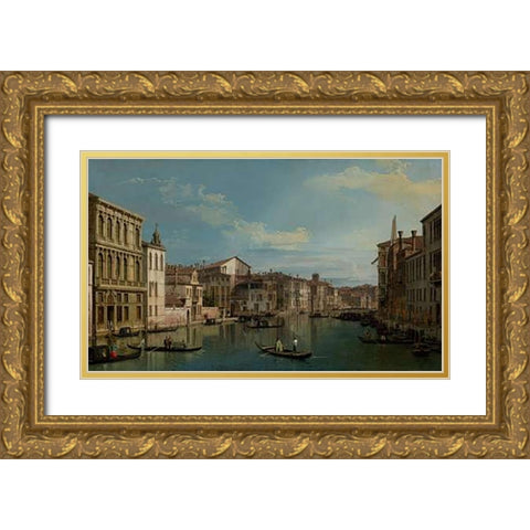 The Grand Canal in Venice from Palazzo Flangini to Campo San Marcuola Gold Ornate Wood Framed Art Print with Double Matting by Canaletto