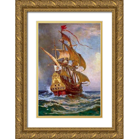 Knight of The Double Cross - Detail Gold Ornate Wood Framed Art Print with Double Matting by Gerome Ferris, Jean Leon