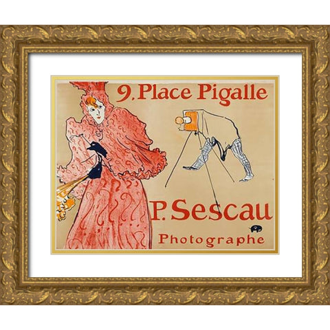 Sescau Photographe Gold Ornate Wood Framed Art Print with Double Matting by De Toulouse-Lautrec, Henri