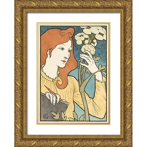 Salon des Cent Gold Ornate Wood Framed Art Print with Double Matting by Grasset, Eugene Samuel