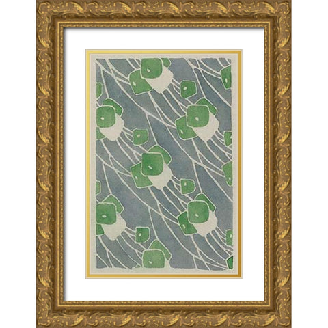 Green Geometric Gold Ornate Wood Framed Art Print with Double Matting by Overbeck, Hannah Borger