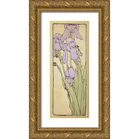 Iris Gold Ornate Wood Framed Art Print with Double Matting by Overbeck, Hannah Borger