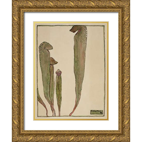Pitcher Plant Gold Ornate Wood Framed Art Print with Double Matting by Overbeck, Hannah Borger