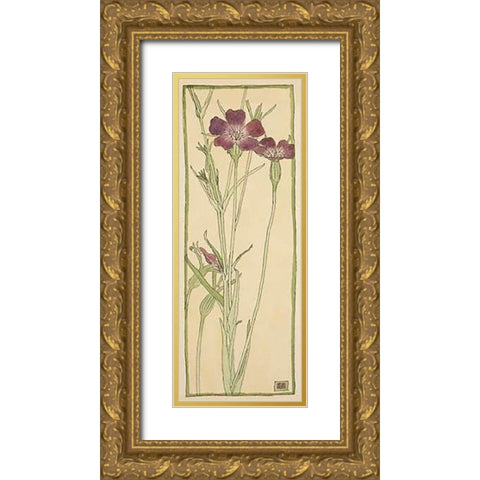 Corn Cockle Gold Ornate Wood Framed Art Print with Double Matting by Overbeck, Hannah Borger