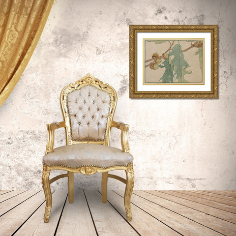 Oak/Acorns Gold Ornate Wood Framed Art Print with Double Matting by Overbeck, Hannah Borger