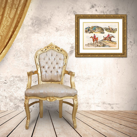 Hare Hunting, 1817 Gold Ornate Wood Framed Art Print with Double Matting by Alken, Henry Thomas
