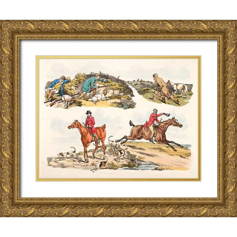 Hare Hunting, 1817 Gold Ornate Wood Framed Art Print with Double Matting by Alken, Henry Thomas
