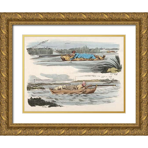 Fowling Working Up To A Wake And Panting, 1817 Gold Ornate Wood Framed Art Print with Double Matting by Alken, Henry Thomas