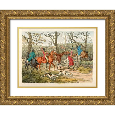 Sportsmen Within An Enclosure, 1817 Gold Ornate Wood Framed Art Print with Double Matting by Alken, Henry Thomas