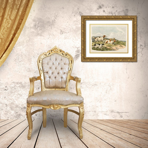 Running Hounds, 1817 Gold Ornate Wood Framed Art Print with Double Matting by Alken, Henry Thomas