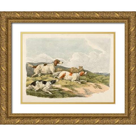 Running Hounds, 1817 Gold Ornate Wood Framed Art Print with Double Matting by Alken, Henry Thomas