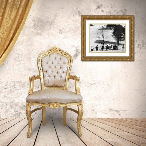 Ski Tow - Hanover, New Hampshire, 1936 Gold Ornate Wood Framed Art Print with Double Matting by Rothstein, Arthur
