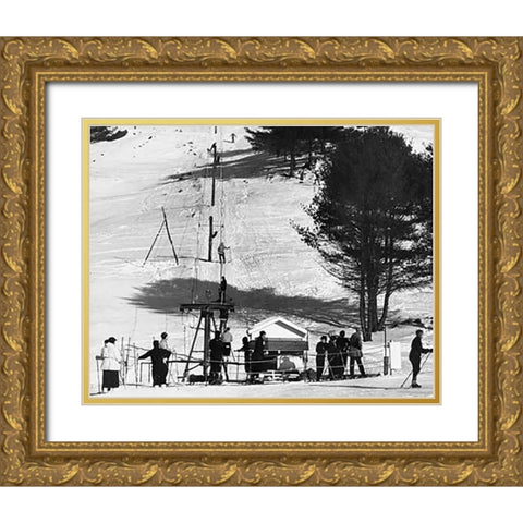 Ski Tow - Hanover, New Hampshire, 1936 Gold Ornate Wood Framed Art Print with Double Matting by Rothstein, Arthur