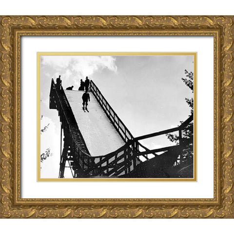 Ski Jump. Hanover, New Hampshire, 1936 Gold Ornate Wood Framed Art Print with Double Matting by Rothstein, Arthur