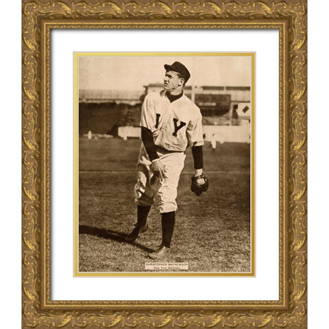 Christopher Mathewson, New York Nationals, 1880 Gold Ornate Wood Framed Art Print with Double Matting by Leopold Morse Goulston Baseball Collection,
